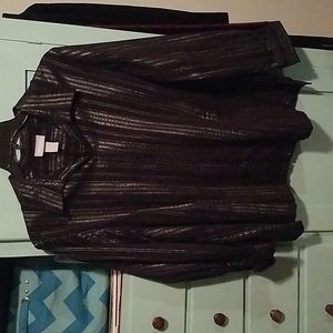 Liz&Me size 1X 18/20 zipper front shirt/ jacket black with metallic accents